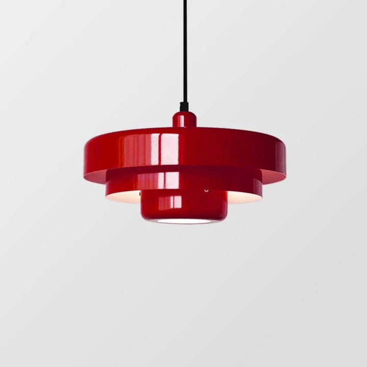 Three-tier pendant light with soft pastel shades over a table - product photo 9