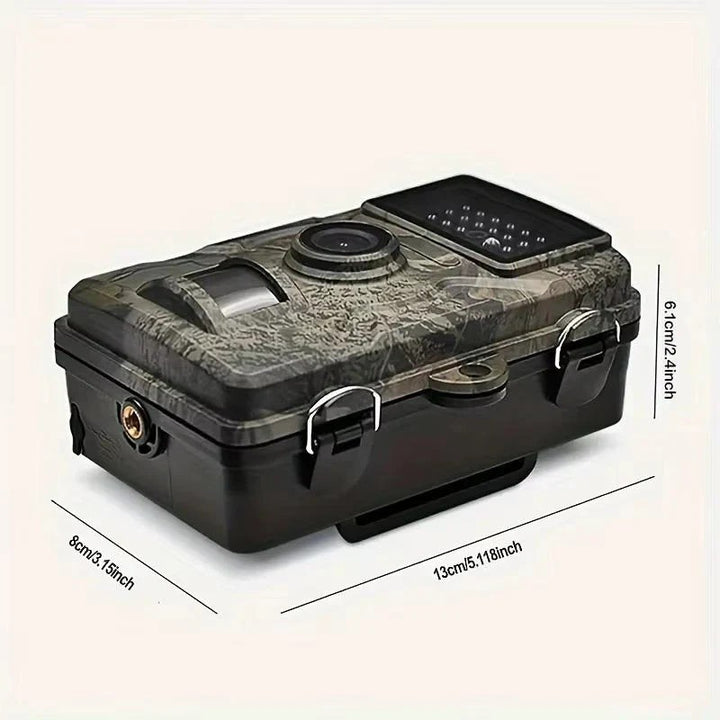 Camouflaged trail camera with infrared night vision strapped to a tree - product photo 7