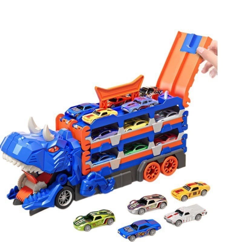 Transforming dinosaur playset opened into a race track - product photo 1