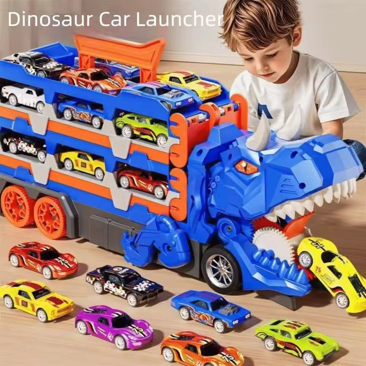 Transforming dinosaur playset opened into a race track - product photo 2