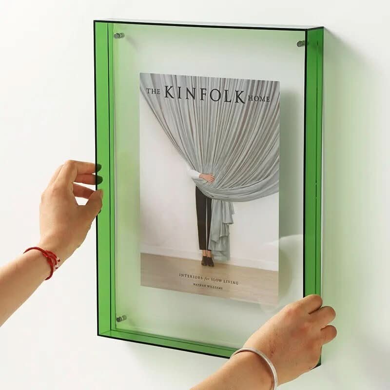 Transparent colored acrylic photo frame holding a photo - product photo 4
