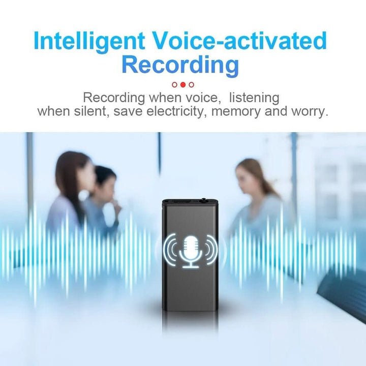 Ultra-light voice-activated audio recorder held in a hand - product photo 2