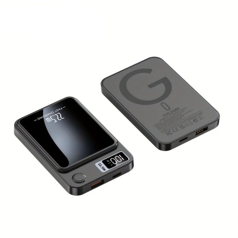 Ultra-slim magnetic wireless power bank on a phone - product photo 1