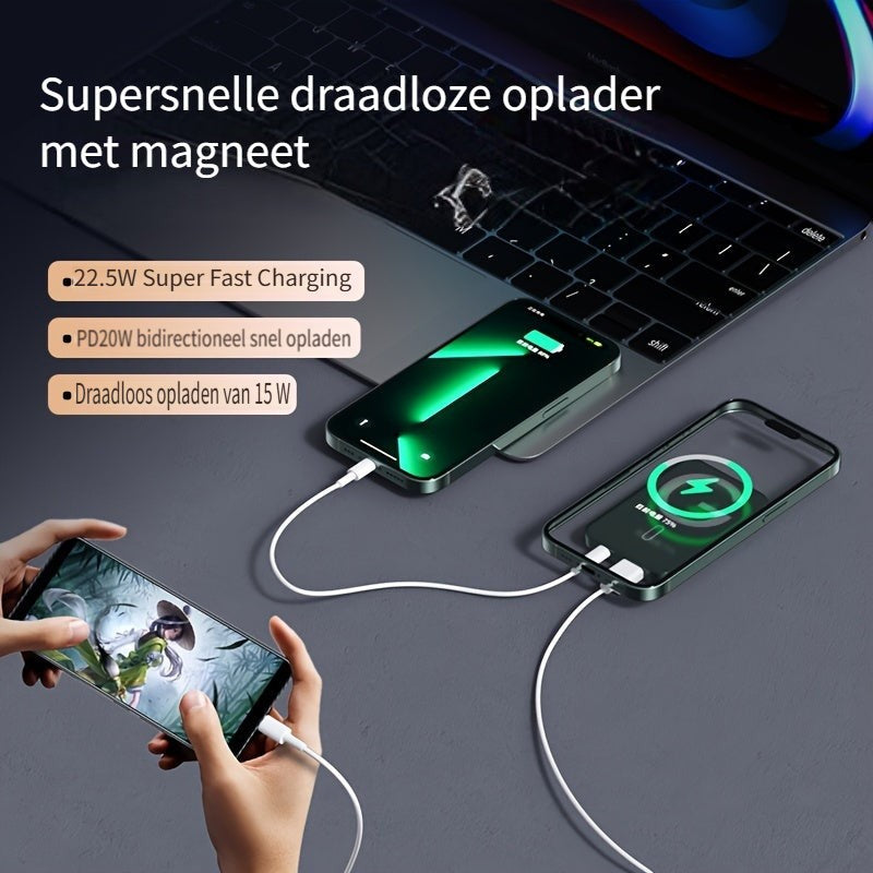 Ultra-slim magnetic wireless power bank on a phone - product photo 10