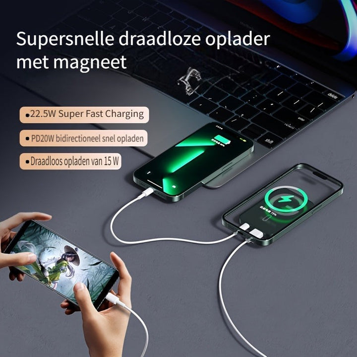 Ultra-slim magnetic wireless power bank on a phone - product photo 10
