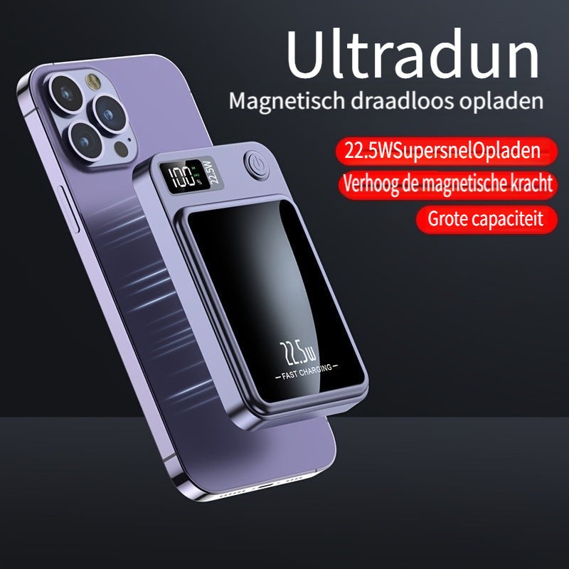 Ultra-slim magnetic wireless power bank on a phone - product photo 2