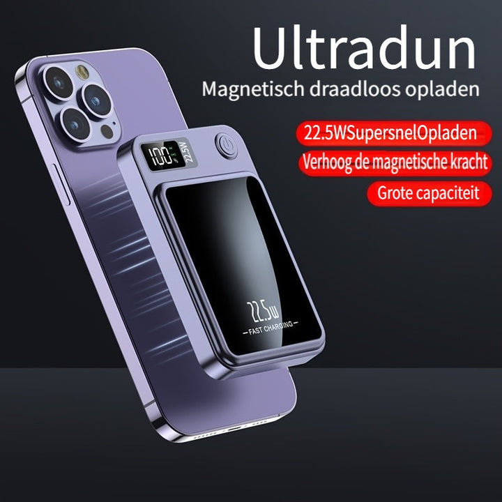 Ultra-slim magnetic wireless power bank on a phone - product photo 2