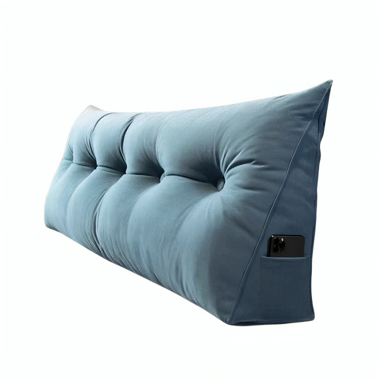Upholstered wall cushion headboard behind a bed - product photo 1