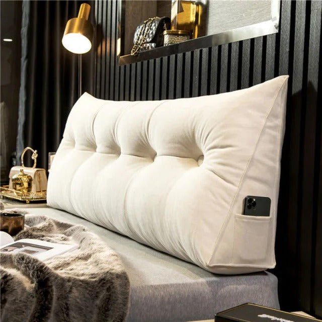 Upholstered wall cushion headboard behind a bed - product photo 4