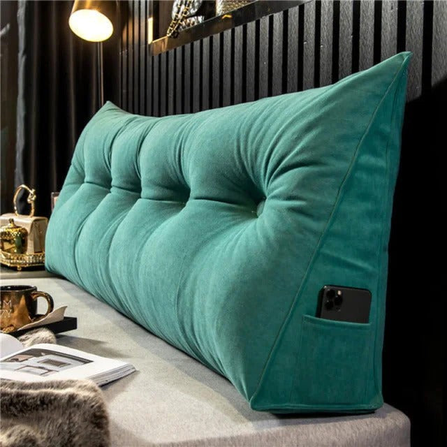 Upholstered wall cushion headboard behind a bed - product photo 6