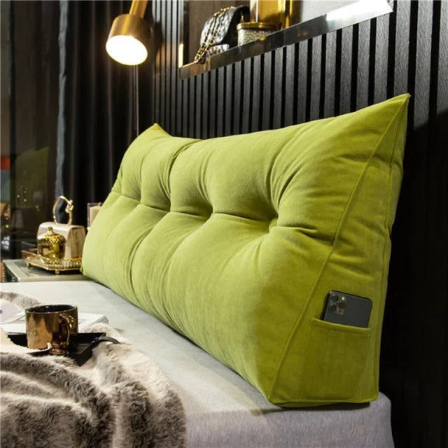 Upholstered wall cushion headboard behind a bed - product photo 8