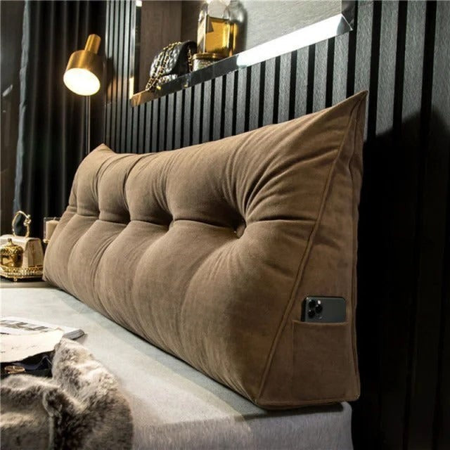 Upholstered wall cushion headboard behind a bed - product photo 9