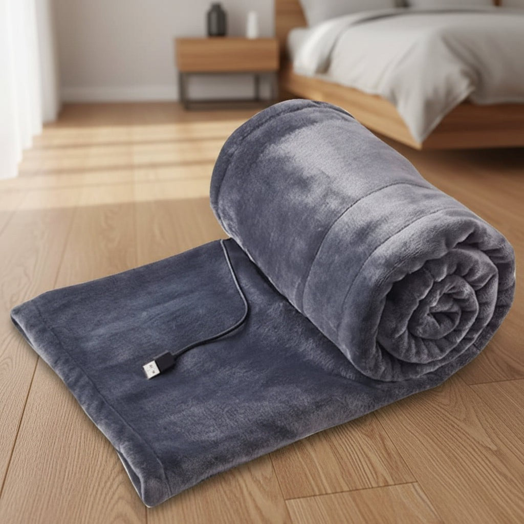 USB heated blanket draped over a lap - product photo 2