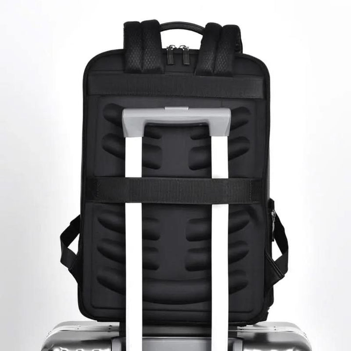 Vegan leather laptop backpack with a USB charging port - product photo 10