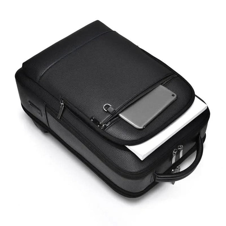 Vegan leather laptop backpack with a USB charging port - product photo 12