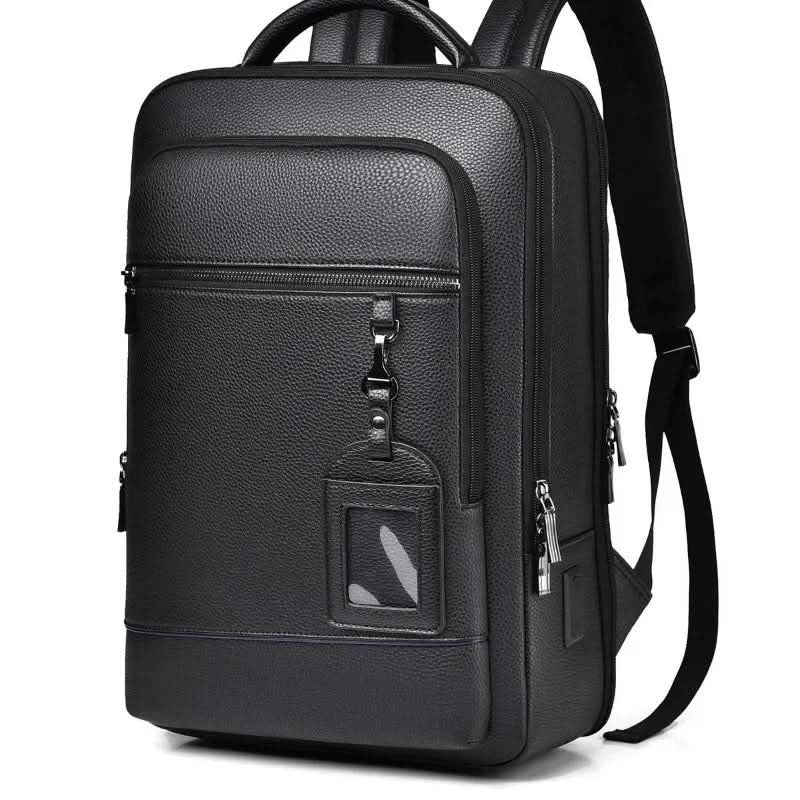 Vegan leather laptop backpack with a USB charging port - product photo 13