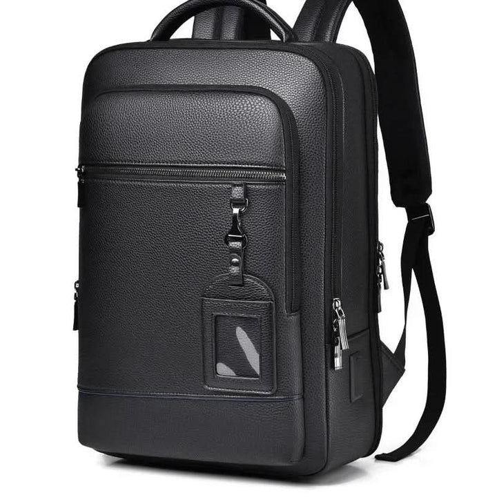 Vegan leather laptop backpack with a USB charging port - product photo 13