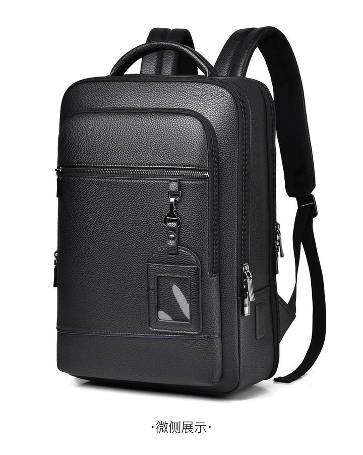 Vegan leather laptop backpack with a USB charging port - product photo 18