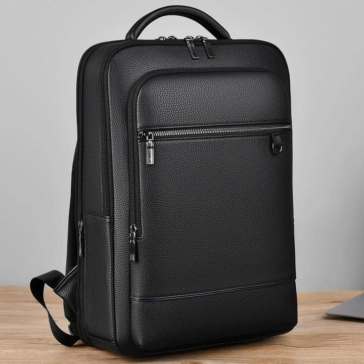 Vegan leather laptop backpack with a USB charging port - product photo 7