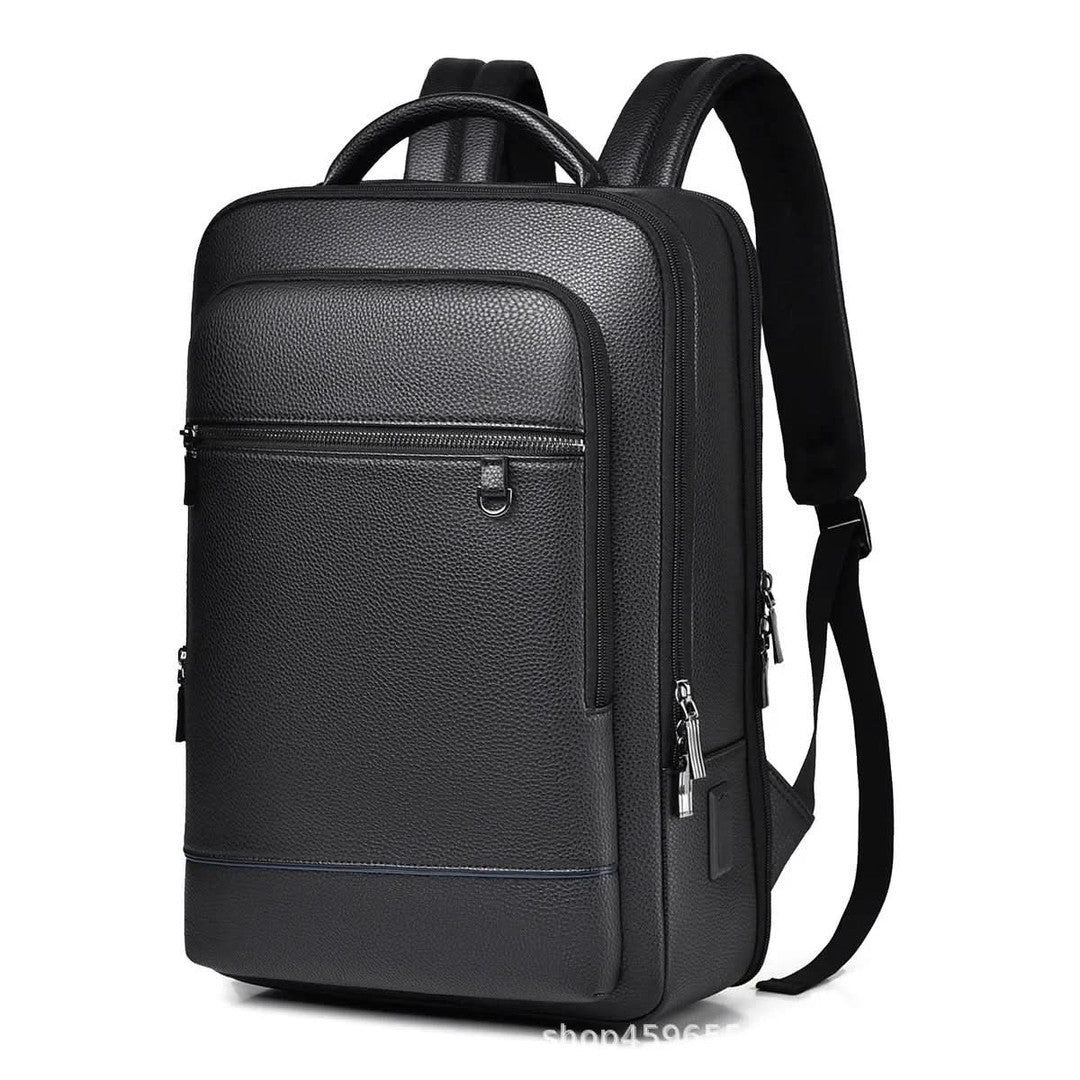 Vegan leather laptop backpack with a USB charging port - product photo 9