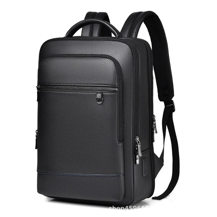 Vegan leather laptop backpack with a USB charging port - product photo 9