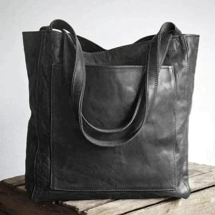 Structured vegan leather shoulder bag with a magnetic flap closure - product photo 5