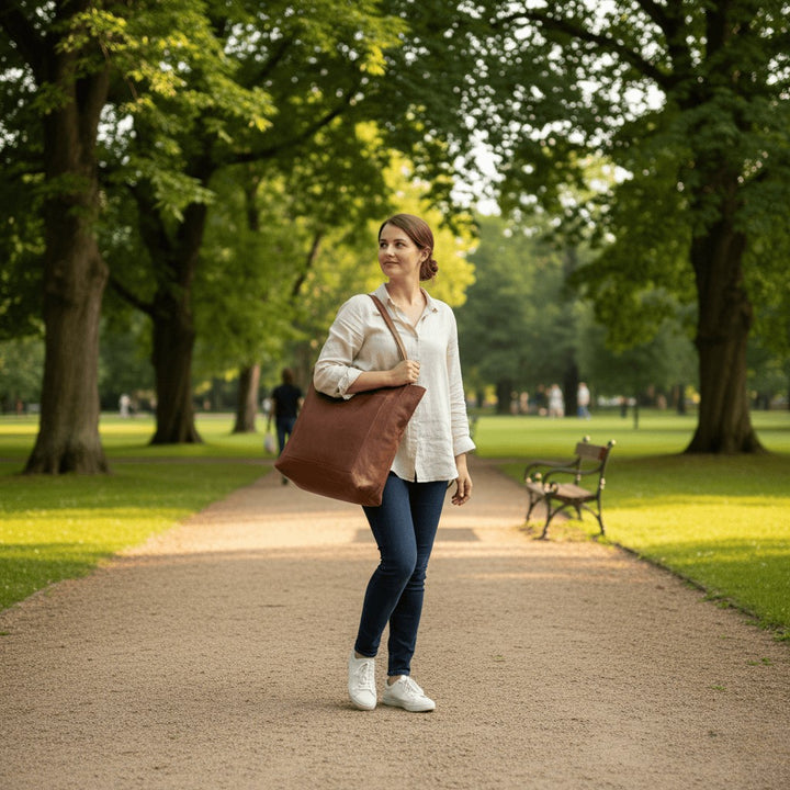 Structured vegan leather shoulder bag with a magnetic flap closure - product photo 6
