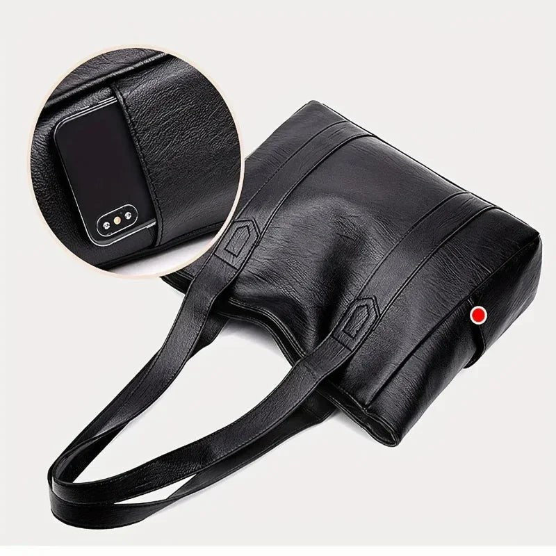 Vintage-style vegan leather shoulder bag with a zip closure - product photo 7