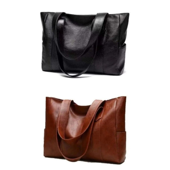 Vintage-style vegan leather shoulder bag with a zip closure - product photo 8