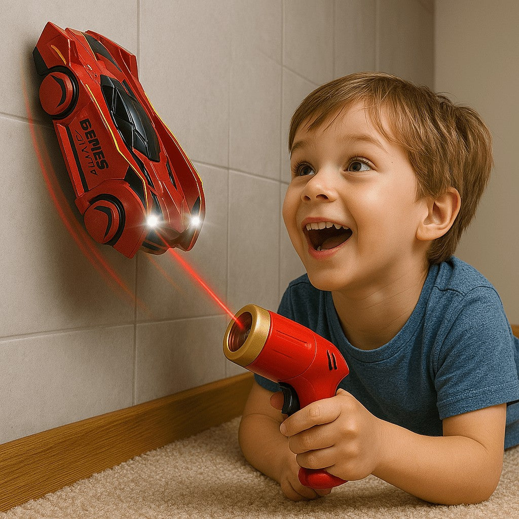 Remote control car driving up a smooth wall - product photo 1