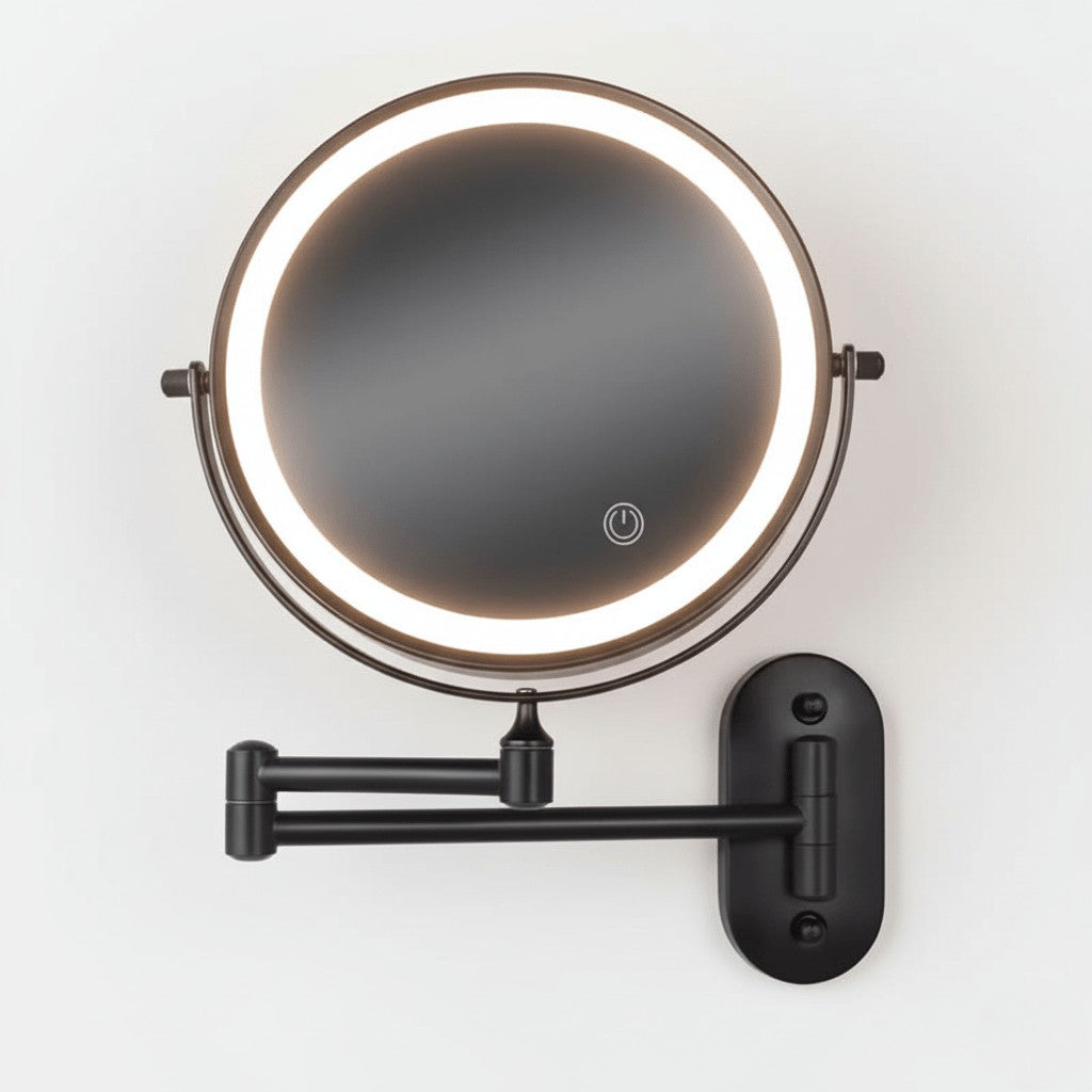 Wall-mounted LED magnifying mirror on an extending folding arm - product photo 6