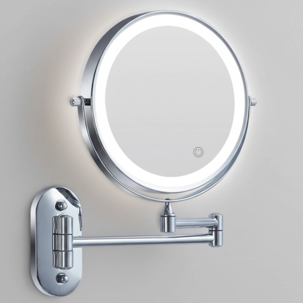 Wall-mounted LED magnifying mirror on an extending folding arm - product photo 8
