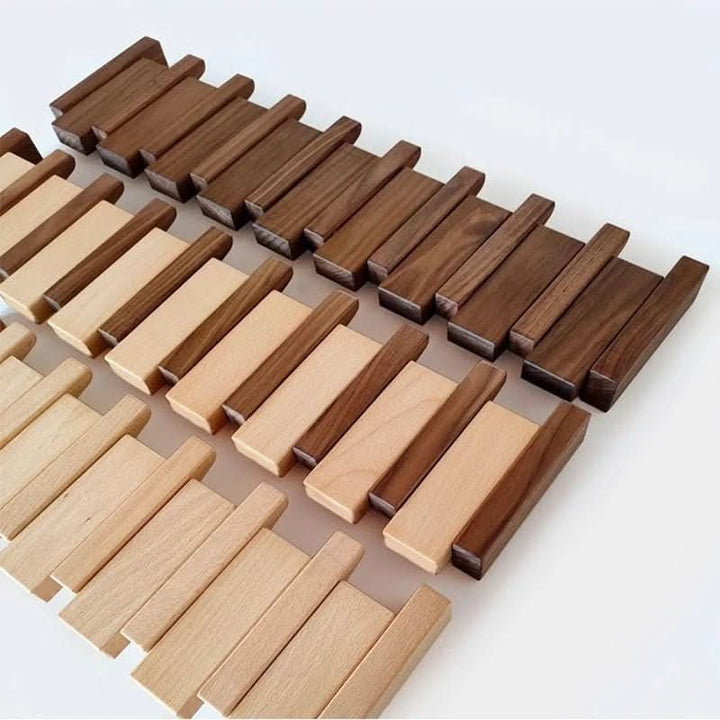 Handmade walnut wall coat rack with folding hooks - product photo 5