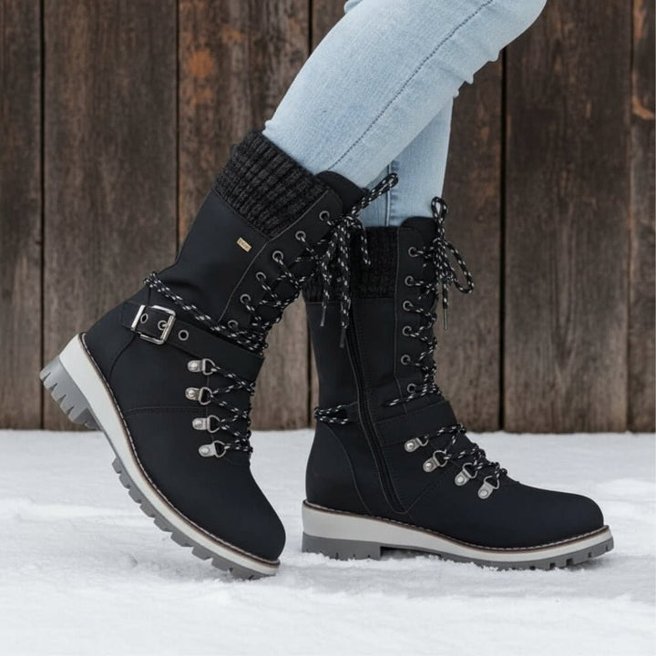 Waterproof fleece-lined winter boots with a grip sole - product photo 1