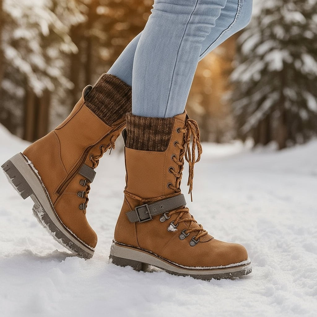 Waterproof fleece-lined winter boots with a grip sole - product photo 4