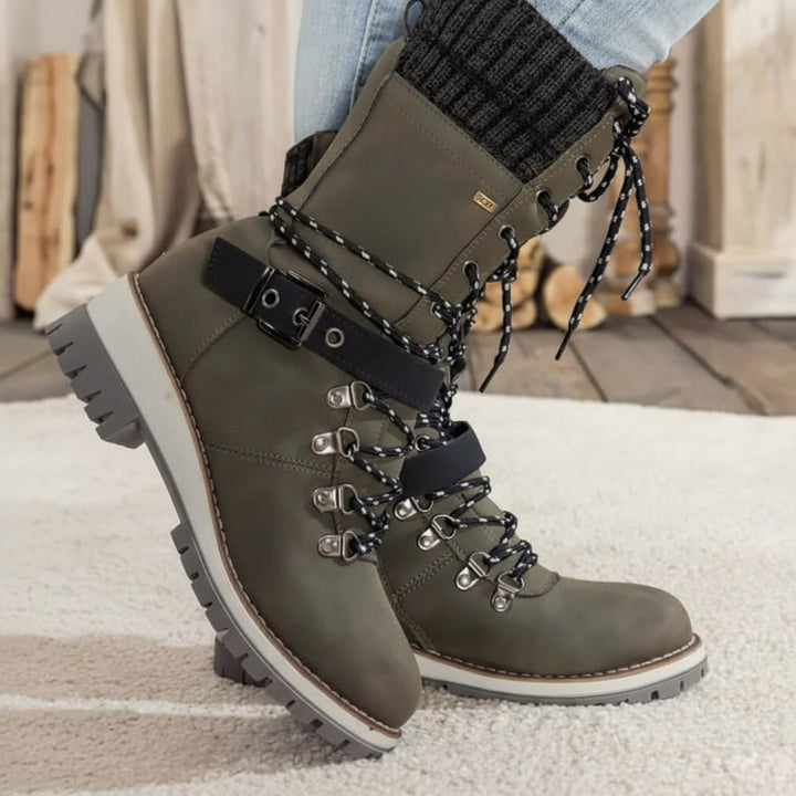 Waterproof fleece-lined winter boots with a grip sole - product photo 7