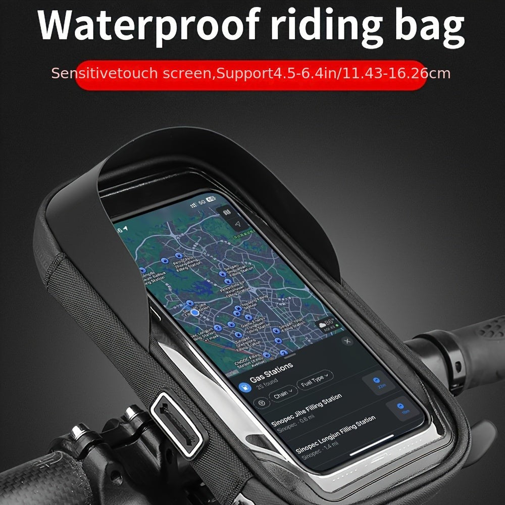 Waterproof handlebar phone holder with a clear front - product photo 2