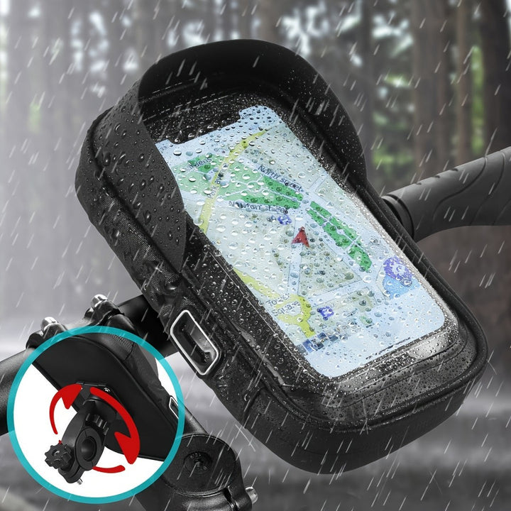 Waterproof handlebar phone holder with a clear front - product photo 3