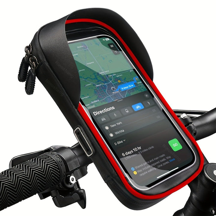 Waterproof handlebar phone holder with a clear front - product photo 5