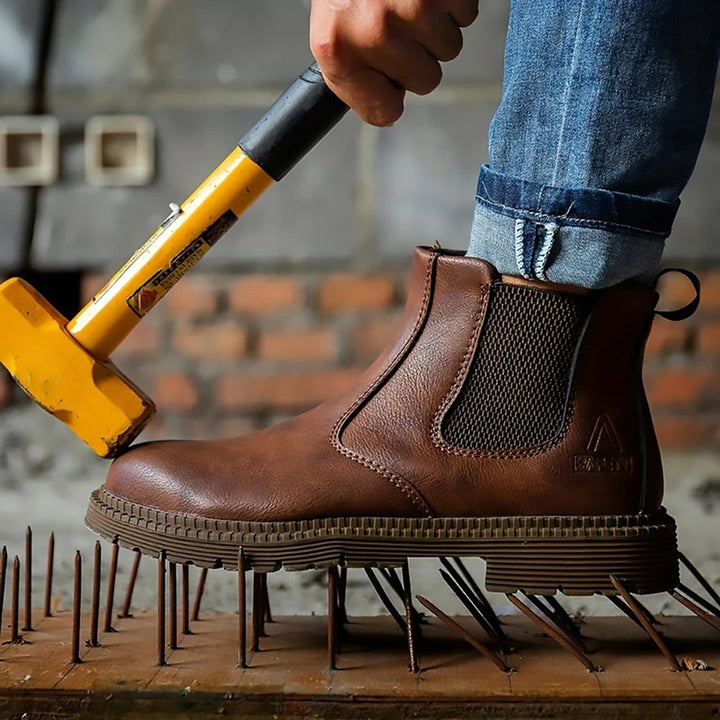 Waterproof steel toe work boots with a non-slip sole - product photo 10