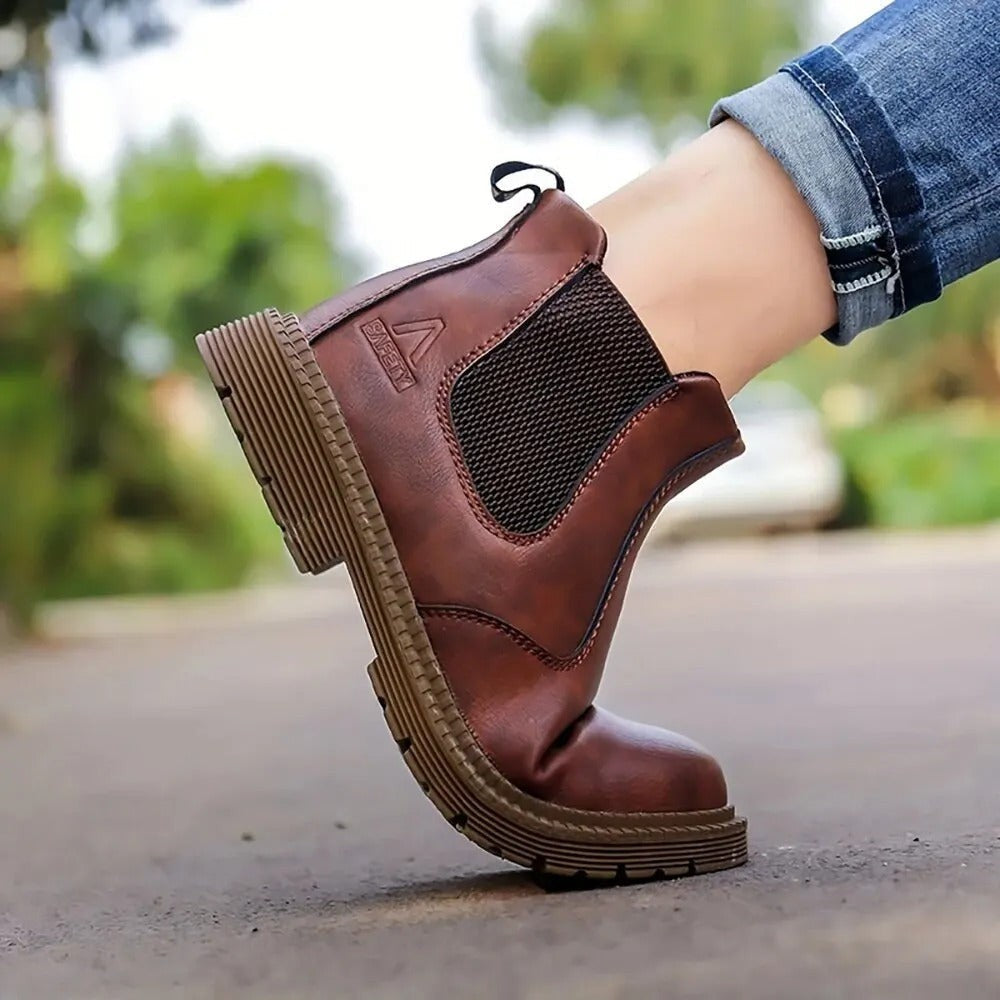 Waterproof steel toe work boots with a non-slip sole - product photo 7