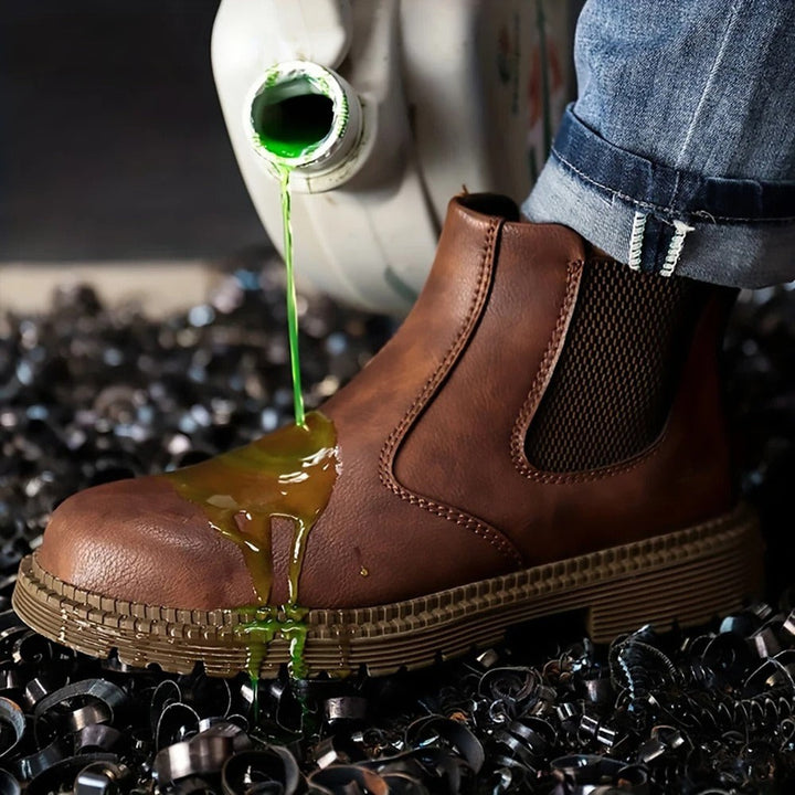 Waterproof steel toe work boots with a non-slip sole - product photo 8