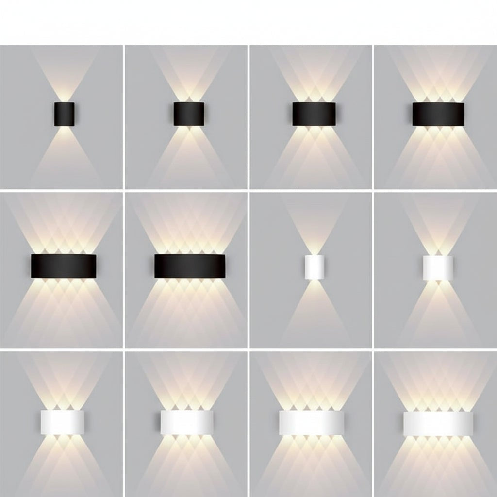 Weatherproof LED outdoor wall light casting an even glow on a wall - product photo 2