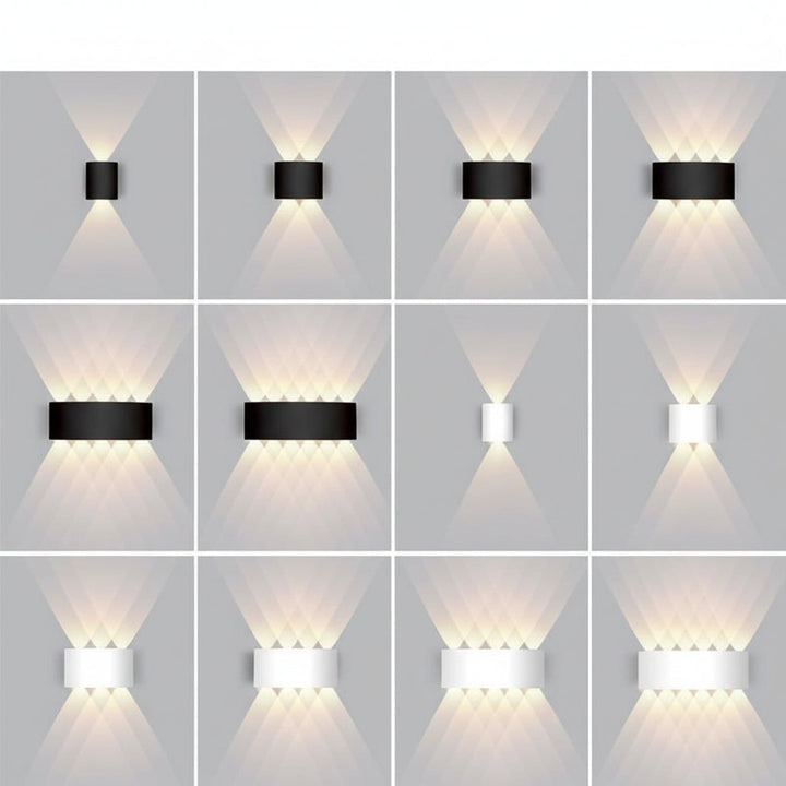Weatherproof LED outdoor wall light casting an even glow on a wall - product photo 2