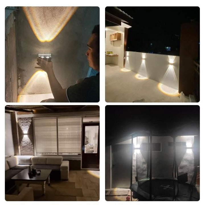 Weatherproof LED outdoor wall light casting an even glow on a wall - product photo 5