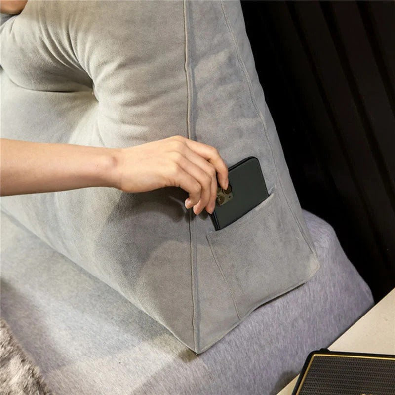 Upholstered wall cushion headboard behind a bed - product photo 3
