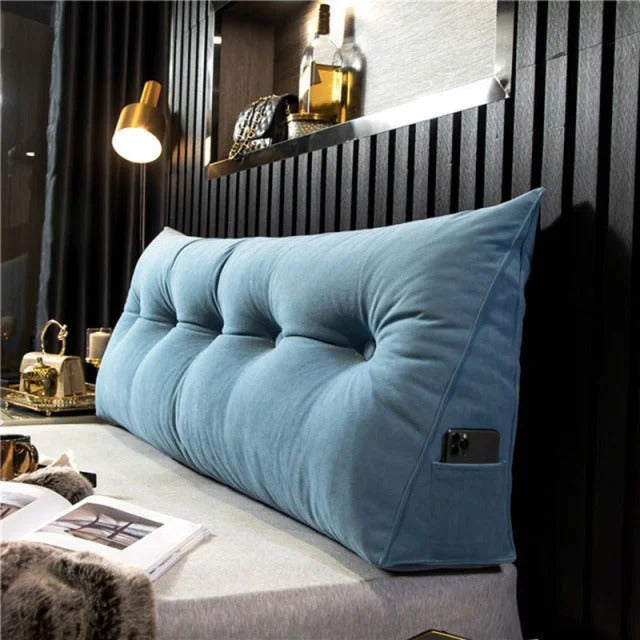 Upholstered wall cushion headboard behind a bed - product photo 5