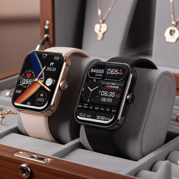 Wellness smartwatch with a color touchscreen showing health tracking data - product photo 1