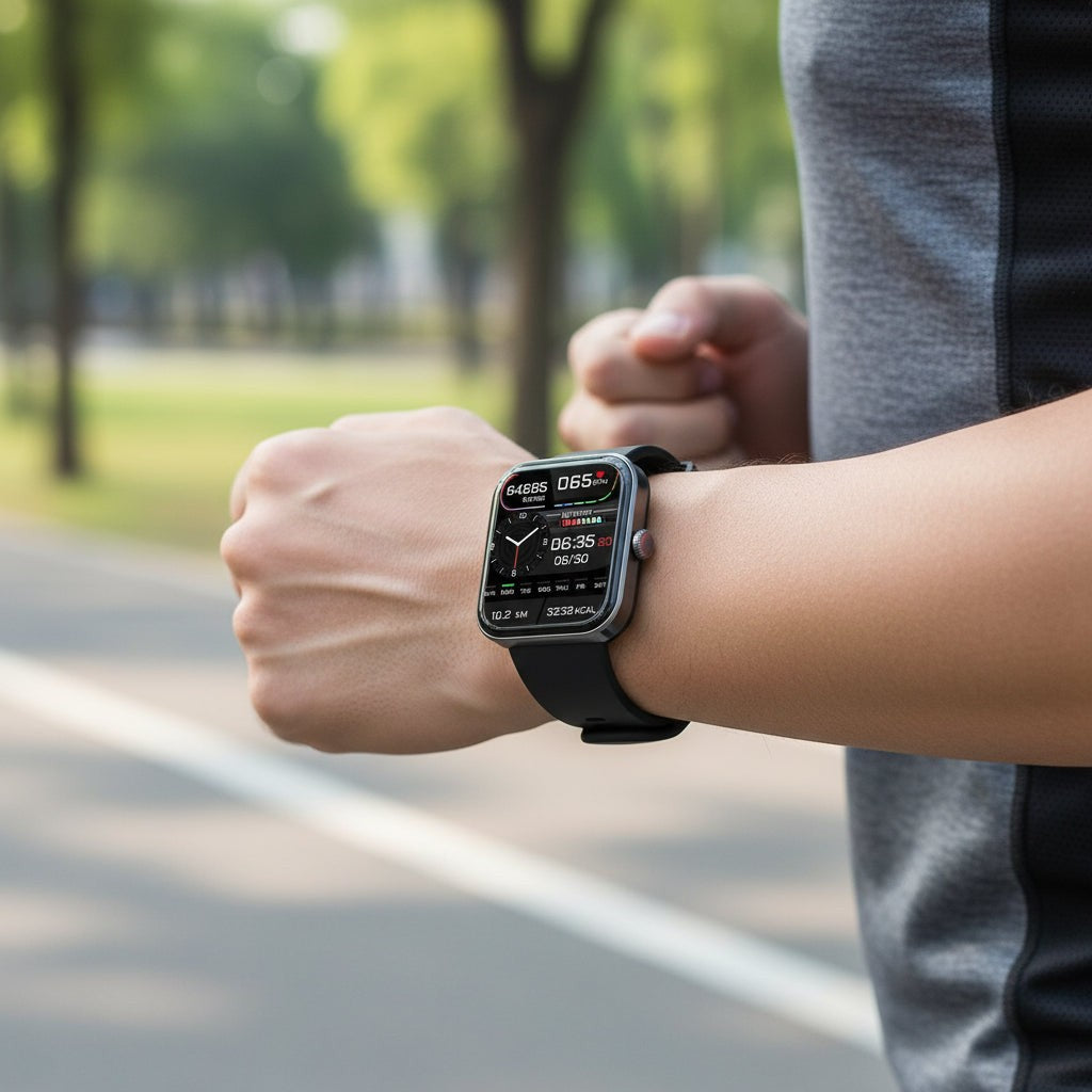 Wellness smartwatch with a color touchscreen showing health tracking data - product photo 2