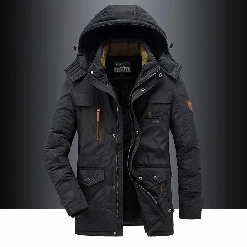 Windproof padded winter parka with a fleece lining and fur-trim hood - product photo 3